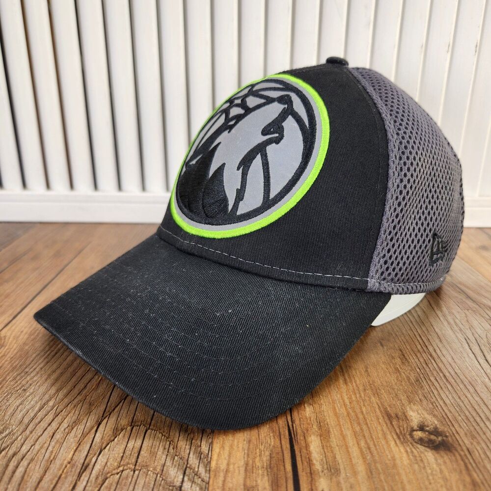 New Era 39thirty Minnesota Timberwolves Team Neo Ball Cap Black Gray Sz M/L Hat